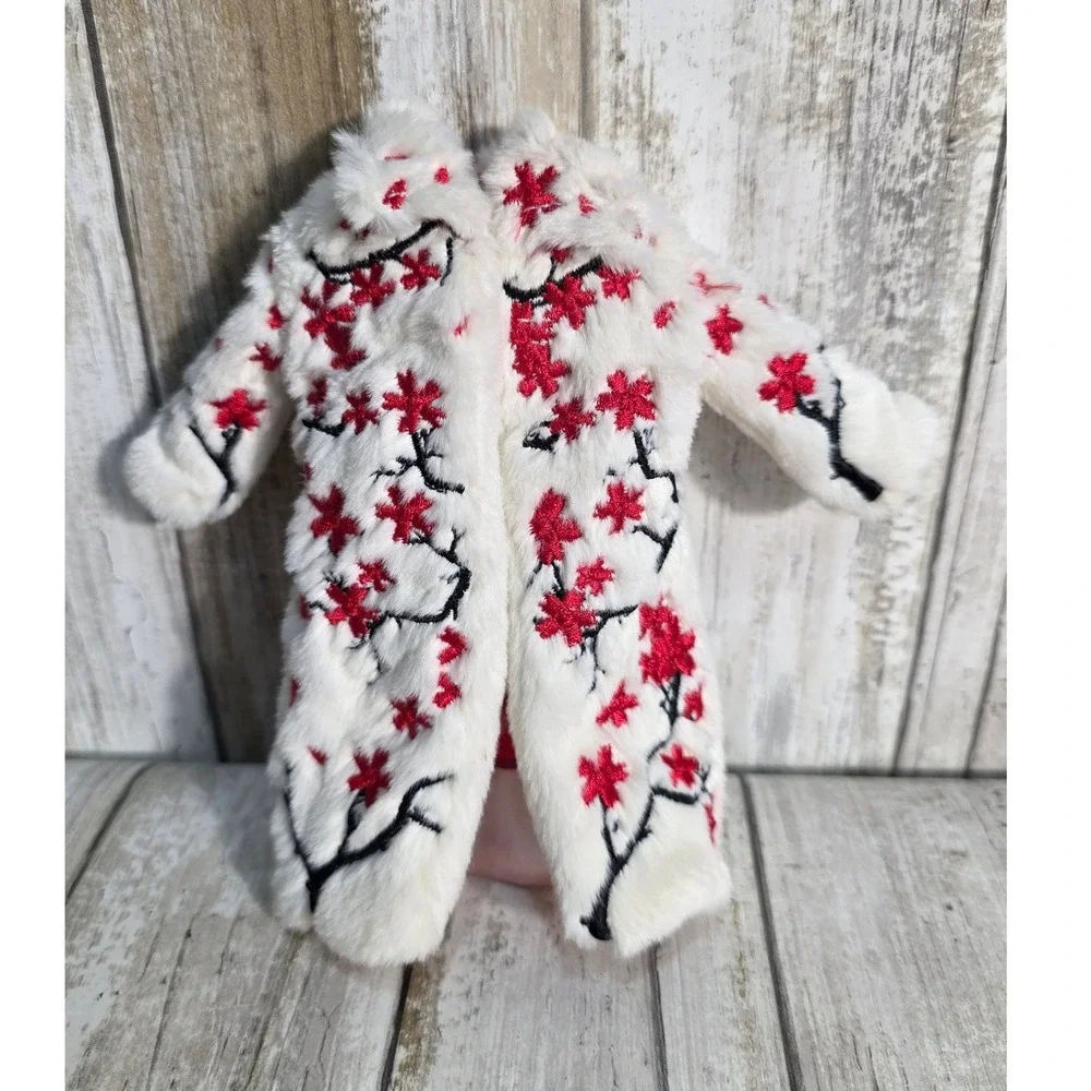 Rainbow Shadow High Rosie Redwood Doll Outfit Cherry Blossom Faux Fur Long Coat - Picture 2 of 9